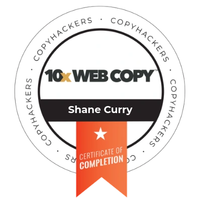 Certification badge for 10x Web Copy from Copyhackers.