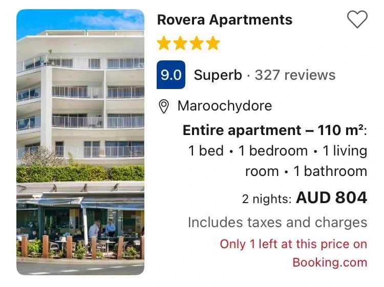 Example of scarcity: Holiday apartment - only one left at this price.